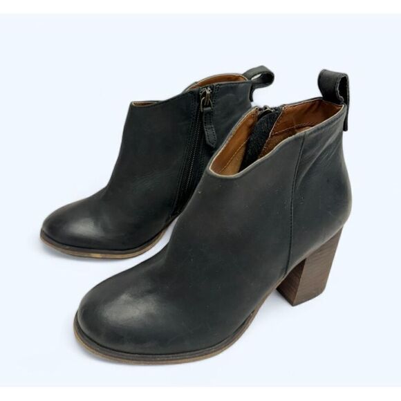 BP Boots Size 6 Womens Black Leather Block Heel Round Toe Ankle Booties - Picture 1 of 11